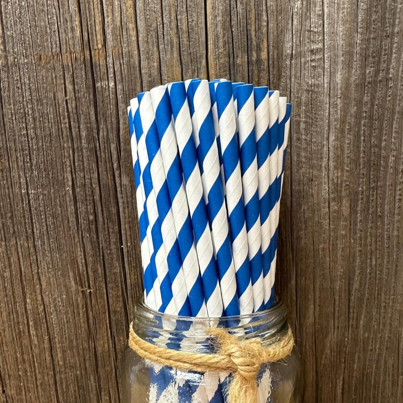 Outside the Box Papers Striped Paper Straws - Navy Blue White - 7.75 Inches - Pack of 50- Outside the Box Papers Brand - Image 4